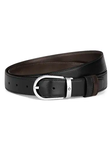Montblanc Men's Horseshoe Reversible Leather Belt - Black | Thumbnail 1 Montblanc Men's Horseshoe Reversible Leather Belt - Black | Thumbnail 1