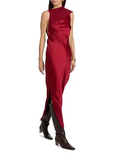 Reiss Women's Alula Open-Back Sleeveless Satin Dress - Red | Thumbnail 2