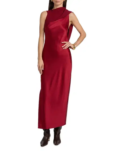 Reiss Women's Alula Open-Back Sleeveless Satin Dress - Red | Thumbnail 3