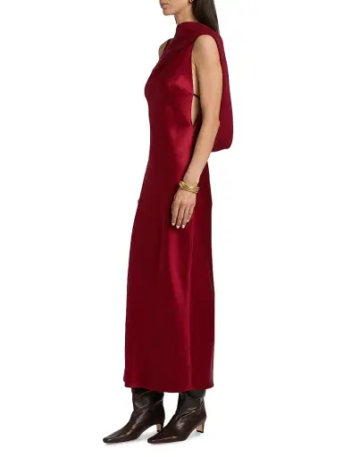 Reiss Women's Alula Open-Back Sleeveless Satin Dress - Red | Thumbnail 4