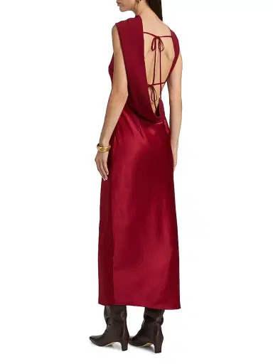 Reiss Women's Alula Open-Back Sleeveless Satin Dress - Red | Thumbnail 5