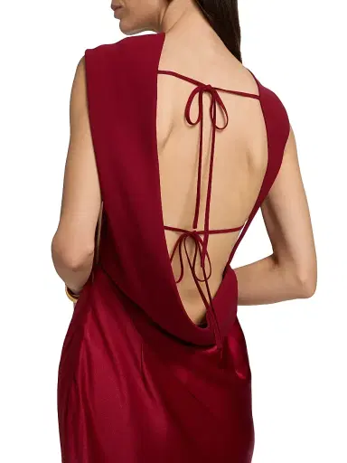 Reiss Women's Alula Open-Back Sleeveless Satin Dress - Red | Thumbnail 6