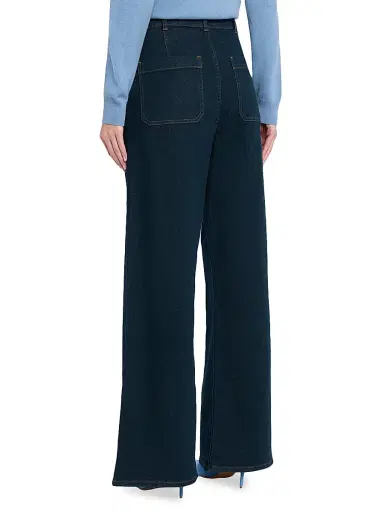 Reiss Women's Sakura High-Rise Stretch Flare Jeans - Dark Blue | Thumbnail 4