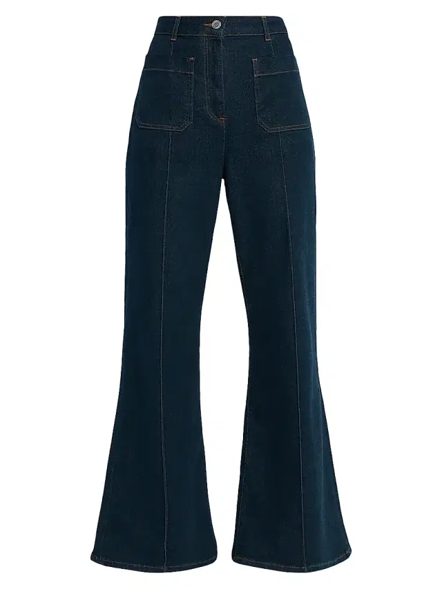 Reiss Women's Sakura High-Rise Stretch Flare Jeans - Dark Blue