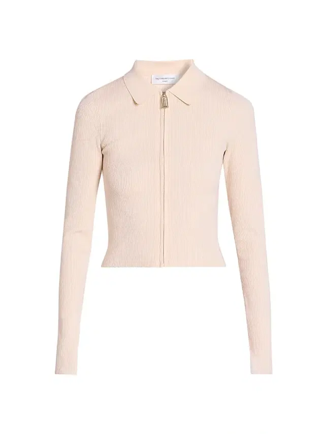Victoria Beckham Women's Zipped Polo Sweater Top - Sandstone