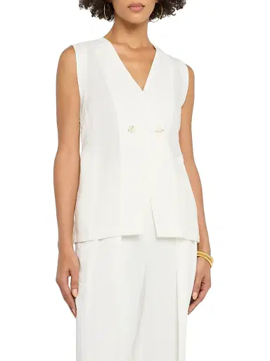Reiss Women's Whitney Linen Double-Breasted Vest - | Thumbnail 3