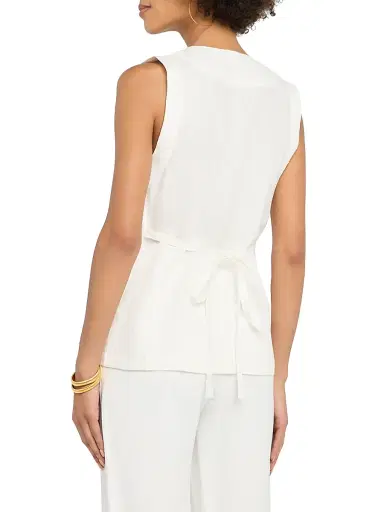 Reiss Women's Whitney Linen Double-Breasted Vest - | Thumbnail 4