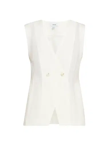 Reiss Women's Whitney Linen Double-Breasted Vest - | Thumbnail 1