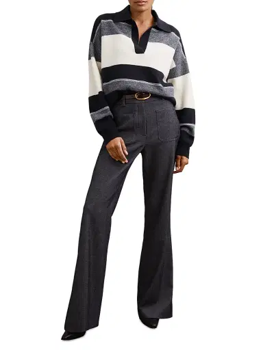 Reiss Women's Simmy Striped Wool-Cashmere Sweater - Navy Cream | Thumbnail 2