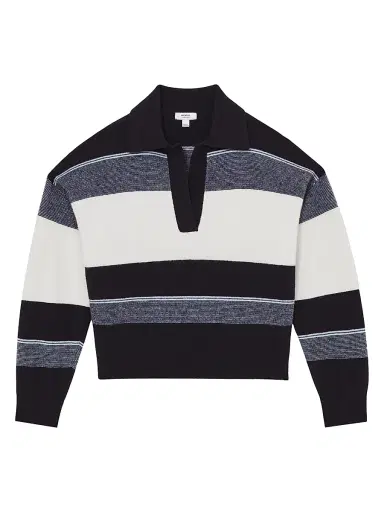 Reiss Women's Simmy Striped Wool-Cashmere Sweater - Navy Cream | Thumbnail 1