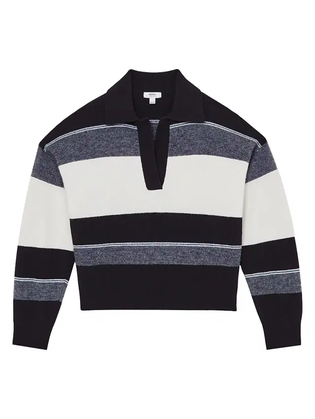 Reiss Women's Simmy Striped Wool-Cashmere Sweater - Navy Cream