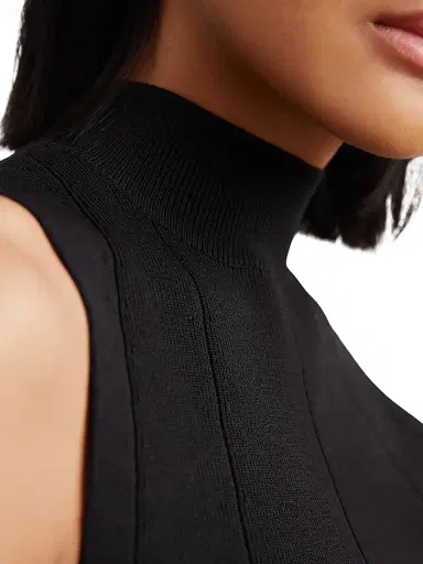 Reiss Women's Milan Knit Sleeveless Turtleneck Top - Black | Thumbnail 5