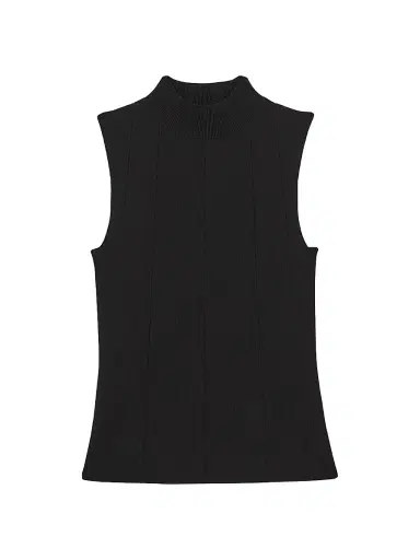 Reiss Women's Milan Knit Sleeveless Turtleneck Top - Black | Thumbnail 1