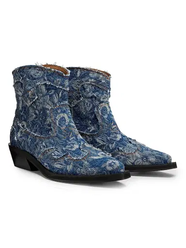 Ganni Women's 40MM Tapestry Embroidered Denim Boots - Mid Blue Vintage - Size 9 | Thumbnail 2 Ganni Women's 40MM Tapestry Embroidered Denim Boots - Mid Blue Vintage - Size 9 | Thumbnail 2