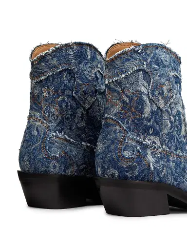 Ganni Women's 40MM Tapestry Embroidered Denim Boots - Mid Blue Vintage - Size 9 | Thumbnail 3 Ganni Women's 40MM Tapestry Embroidered Denim Boots - Mid Blue Vintage - Size 9 | Thumbnail 3