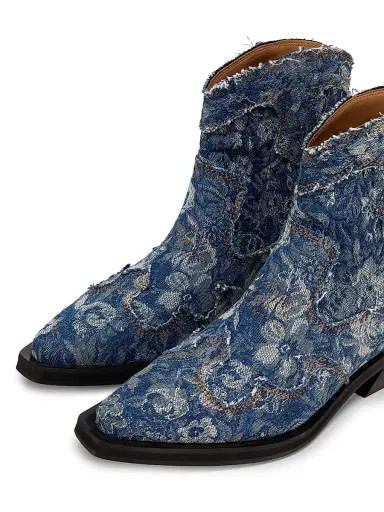 Ganni Women's 40MM Tapestry Embroidered Denim Boots - Mid Blue Vintage - Size 9 | Thumbnail 5 Ganni Women's 40MM Tapestry Embroidered Denim Boots - Mid Blue Vintage - Size 9 | Thumbnail 5