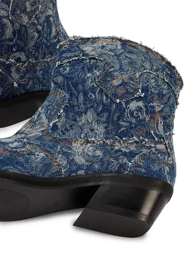 Ganni Women's 40MM Tapestry Embroidered Denim Boots - Mid Blue Vintage - Size 9 | Thumbnail 6 Ganni Women's 40MM Tapestry Embroidered Denim Boots - Mid Blue Vintage - Size 9 | Thumbnail 6