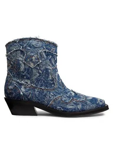 Ganni Women's 40MM Tapestry Embroidered Denim Boots - Mid Blue Vintage - Size 9 | Thumbnail 1 Ganni Women's 40MM Tapestry Embroidered Denim Boots - Mid Blue Vintage - Size 9 | Thumbnail 1