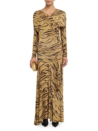 Ganni Women's Tiger-Print Denim Dress | Thumbnail 2