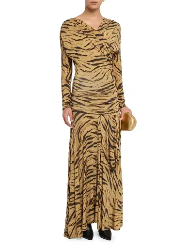 Ganni Women's Tiger-Print Denim Dress | Thumbnail 3