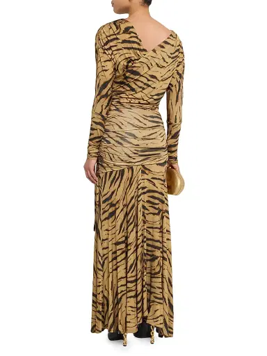 Ganni Women's Tiger-Print Denim Dress | Thumbnail 4