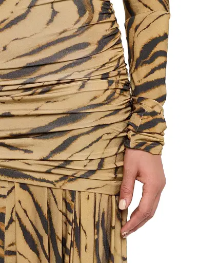 Ganni Women's Tiger-Print Denim Dress | Thumbnail 5