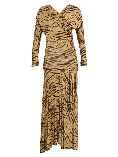 Ganni Women's Tiger-Print Denim Dress | Thumbnail 1