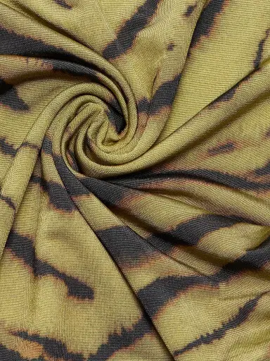 Ganni Women's Tiger-Stripe Jersey Turtleneck Top - Khaki | Thumbnail 7