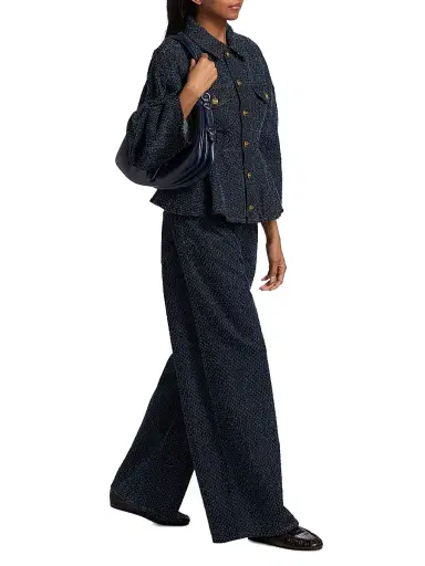 Ganni Women's Tweed Denim Baggy Jeans - Rinse | Thumbnail 2