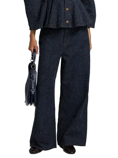 Ganni Women's Tweed Denim Baggy Jeans - Rinse | Thumbnail 3