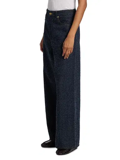 Ganni Women's Tweed Denim Baggy Jeans - Rinse | Thumbnail 4
