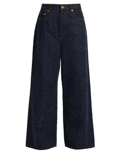 Ganni Women's Tweed Denim Baggy Jeans - Rinse | Thumbnail 1