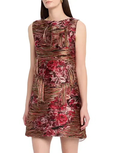 Ganni Women's Tapestry Jacquard Fringed Dress | Thumbnail 3