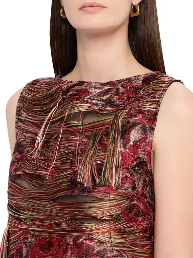 Ganni Women's Tapestry Jacquard Fringed Dress | Thumbnail 5