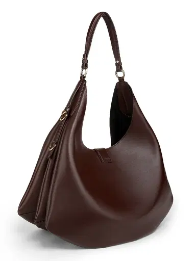 Ganni Women's Large Kat Leather Hobo Bag - Chicory Coffee | Thumbnail 3