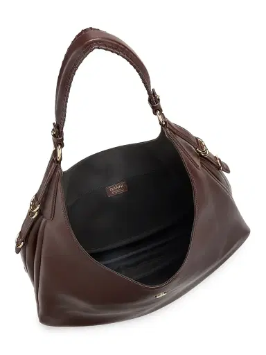 Ganni Women's Large Kat Leather Hobo Bag - Chicory Coffee | Thumbnail 4