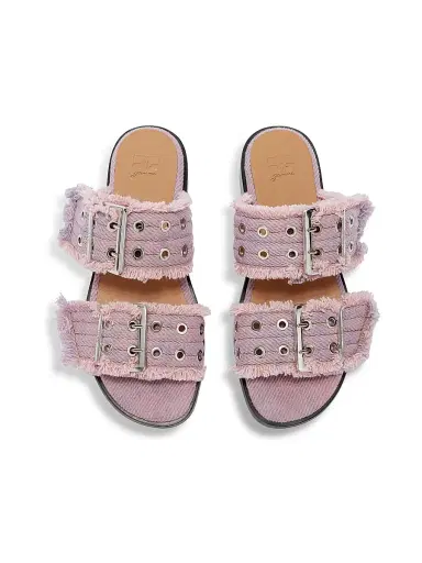 Ganni Women's Feminine Fringed Denim Sandals - Cameo Pink - Size 11 | Thumbnail 3