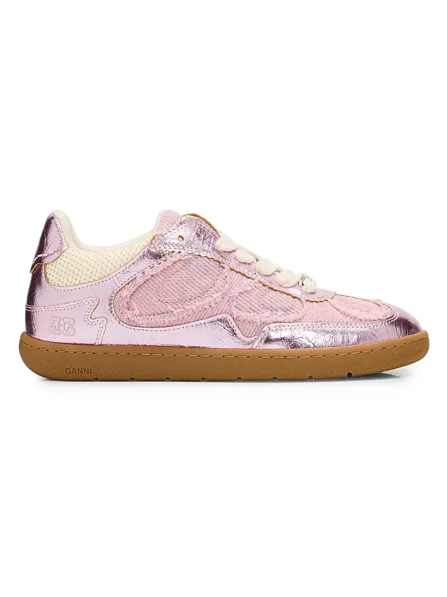 Ganni Women's Crinkle Low-Top Sneakers - Cameo Pink