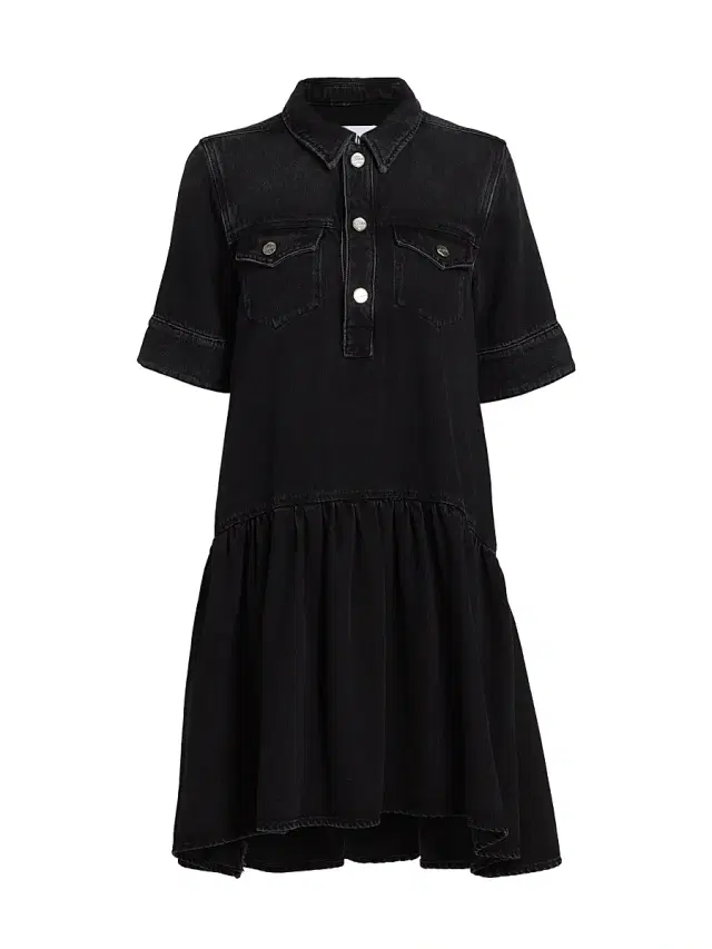 Ganni Women's Denim Mini-Shirtdress - Black Washed