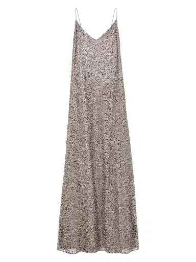 Reiss Women's Faye Sequined V-Neck Gown - Silver | Thumbnail 1