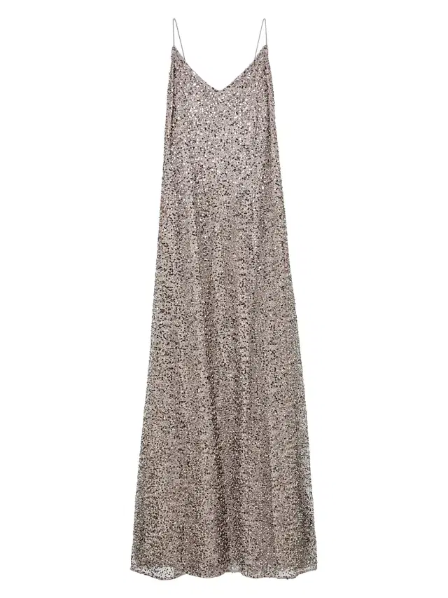 Reiss Women's Faye Sequined V-Neck Gown - Silver