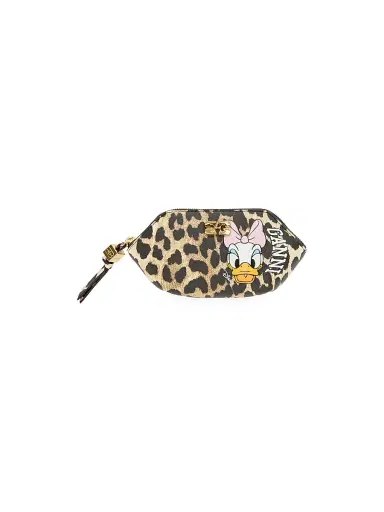Ganni Women's  x Disney Bou Leopard-Print Coin Purse - Almond Milk | Thumbnail 1