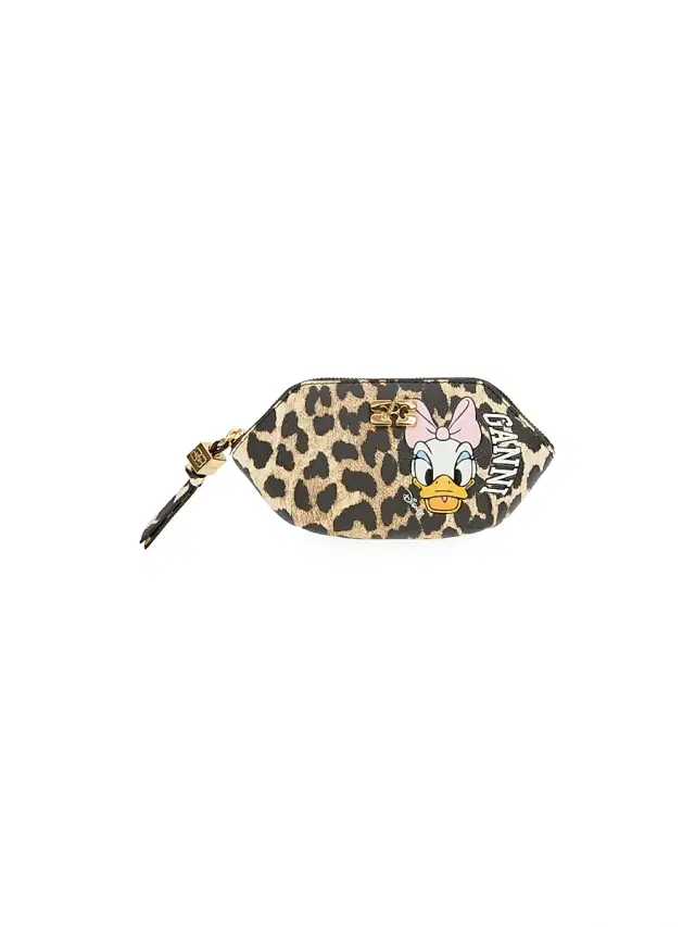 Ganni Women's  x Disney Bou Leopard-Print Coin Purse - Almond Milk