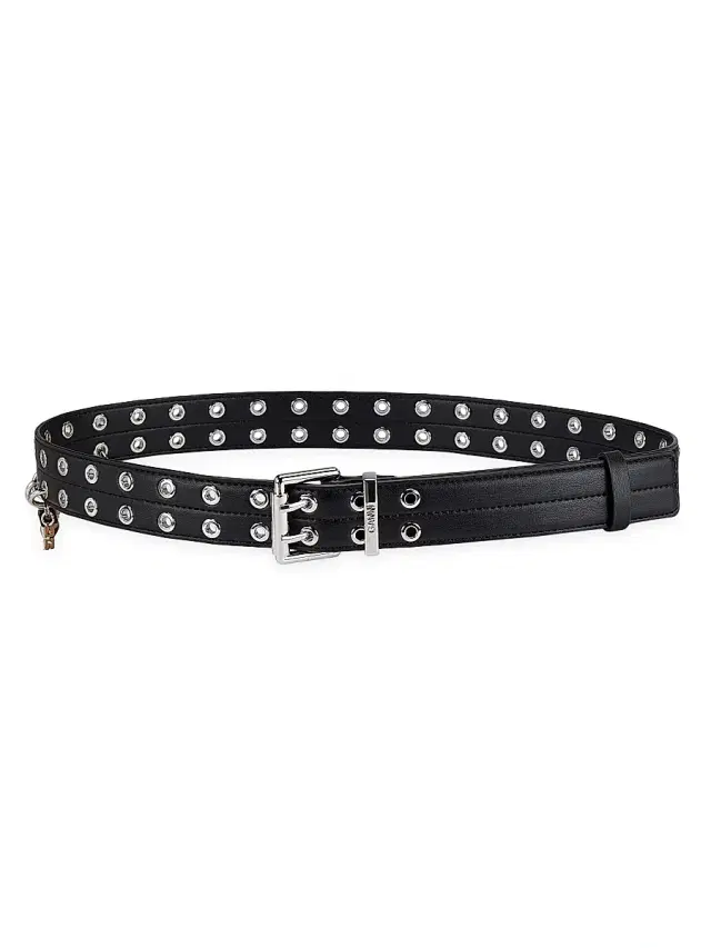 Ganni Women's Double Eyelet Leather Belt - Black