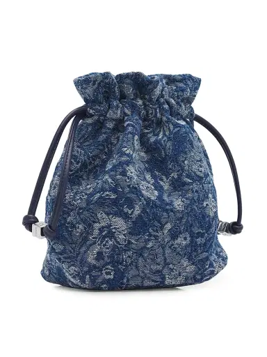 Ganni Women's Floral Tapestry Denim Pouch - Mid Blue Vintage | Thumbnail 3