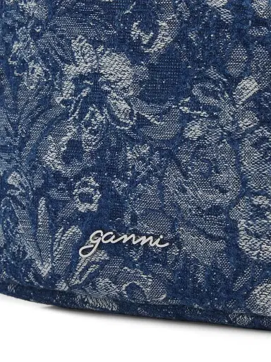 Ganni Women's Floral Tapestry Denim Pouch - Mid Blue Vintage | Thumbnail 6