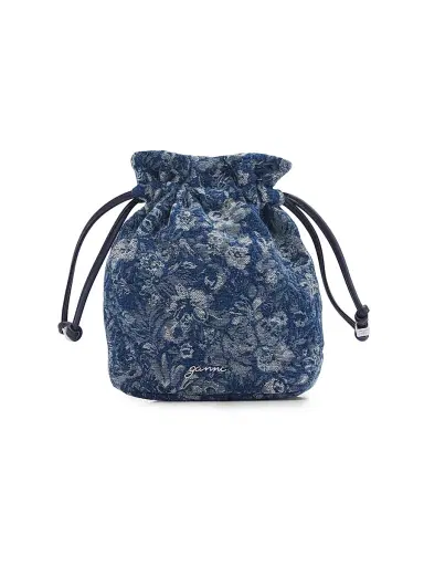 Ganni Women's Floral Tapestry Denim Pouch - Mid Blue Vintage | Thumbnail 1