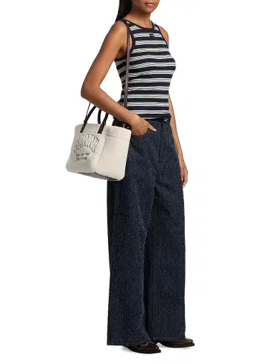 Ganni Women's  Graphic Sherpa Shopper Tote Bag - Egret | Thumbnail 2