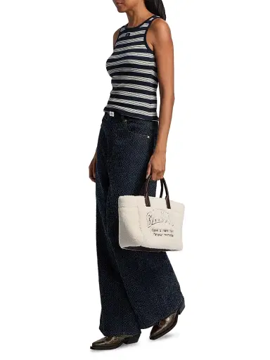 Ganni Women's  Graphic Sherpa Shopper Tote Bag - Egret | Thumbnail 3