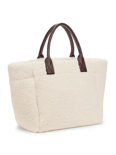 Ganni Women's  Graphic Sherpa Shopper Tote Bag - Egret | Thumbnail 4